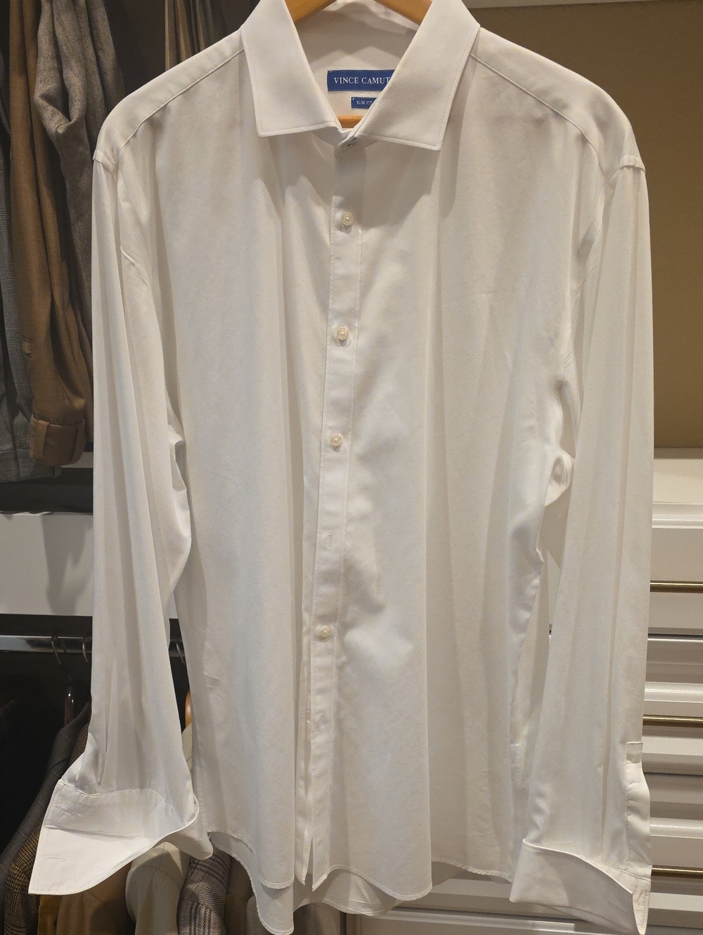 Vince Camuto Men's White Spread-Collar Dress Shirt